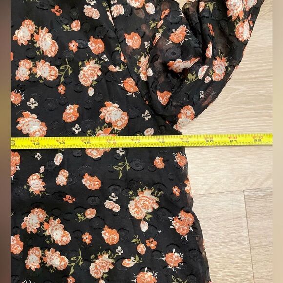 A Love Story Black Floral Roseann Mock Neck Puff Sleeve - Picture 13 of 16